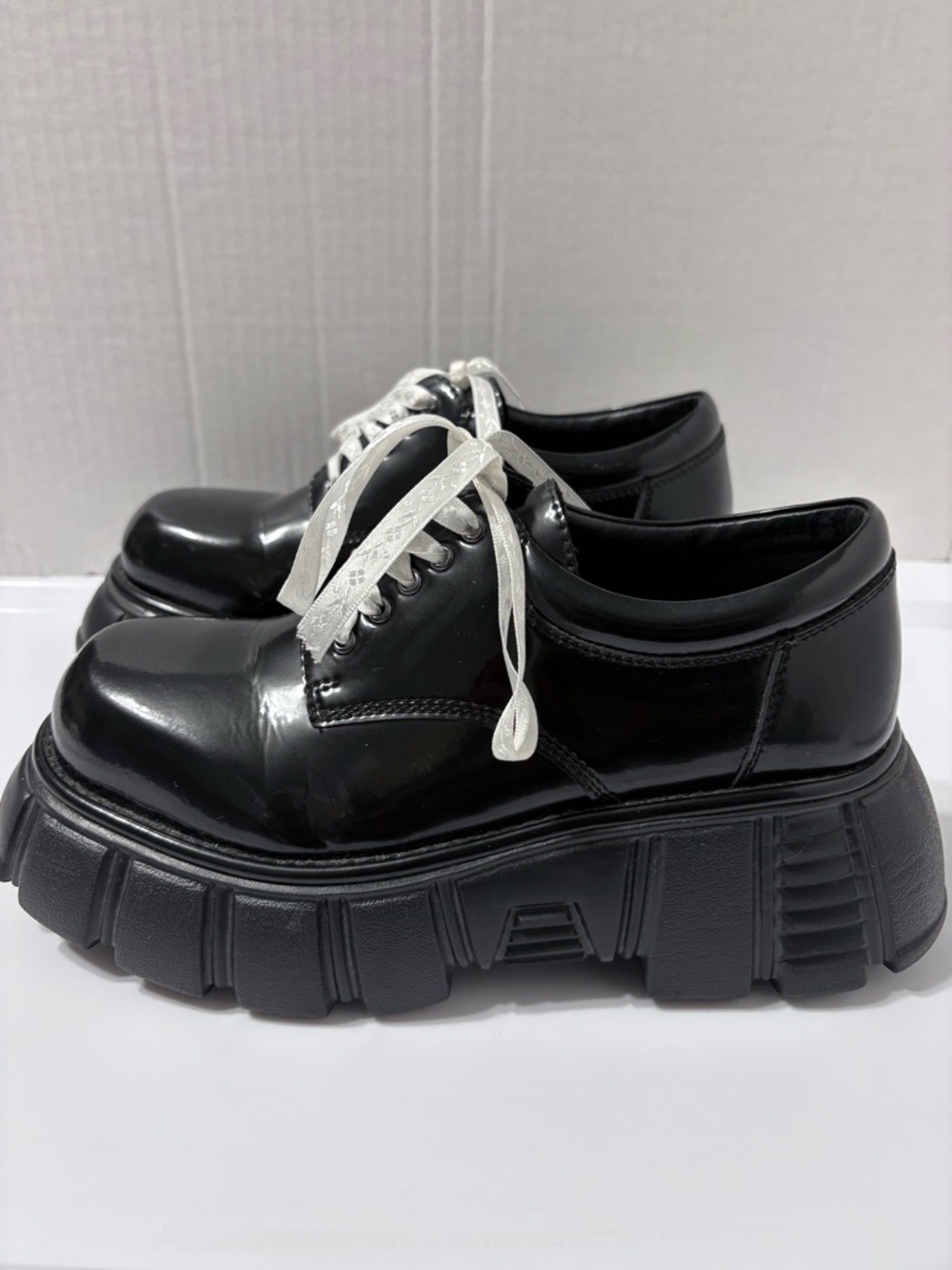 Jeffrey Campbell Black Barge Chunky Platform Oxford Shoes  Lace Up Punk Grunge 9 - Picture 3 of 16